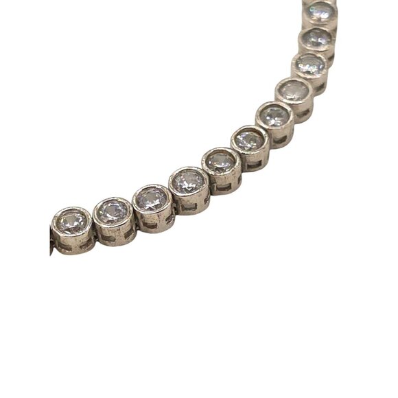 Adjustable Silver-Tone Bracelet With Clear Rhinestones & Box Chain Design - Picture 4 of 8